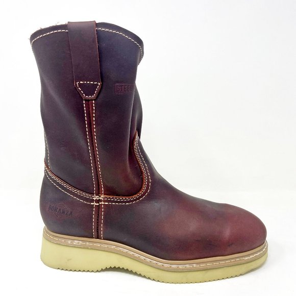 Bonanza 10" Wellington Goodyear Welt Brown Leather Mens Work Boots BAT102 - Picture 1 of 5